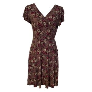 Kaleigh pink Floral V-Neck faux Wrap Dress